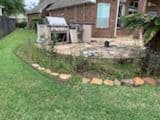 Wooden deck with white railings